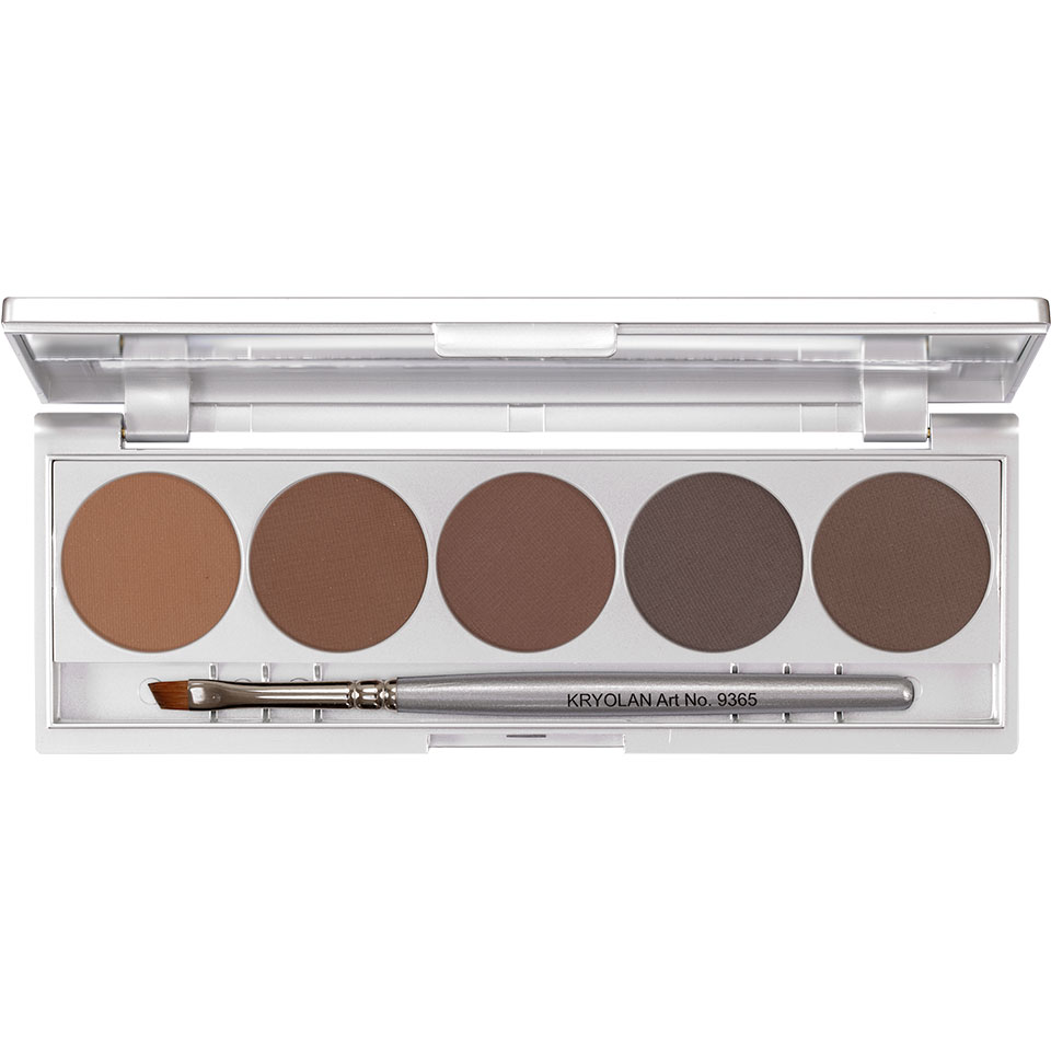 Offene Augenbrauen Palette mit 5 kühlen Braunton-Nuancen und integriertem Pinsel