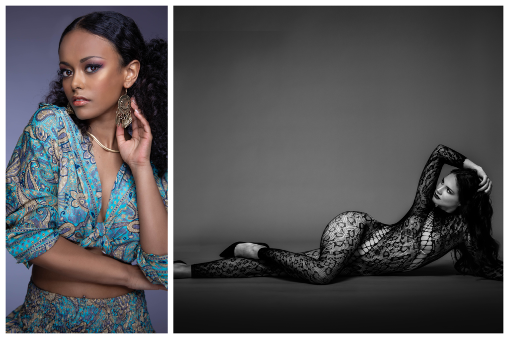 Make-up Modelcoaching mit zwei Looks: farbiges Beauty Portrait und Schwarz-Weiss Fashion Editorial