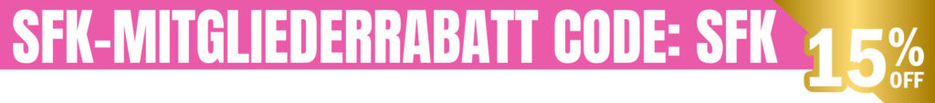 SFK Mitgliederrabatt Banner mit Rabattcode SFK und 15 Prozent Rabatt