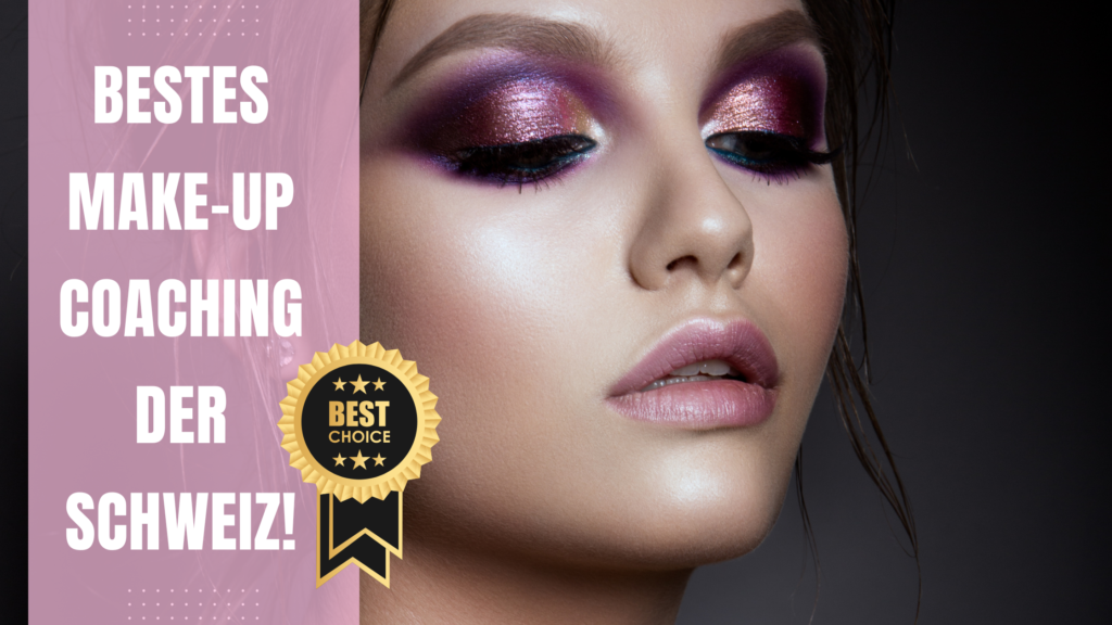 Frau mit glitzerndem Augen Make-up in Pink und Violett