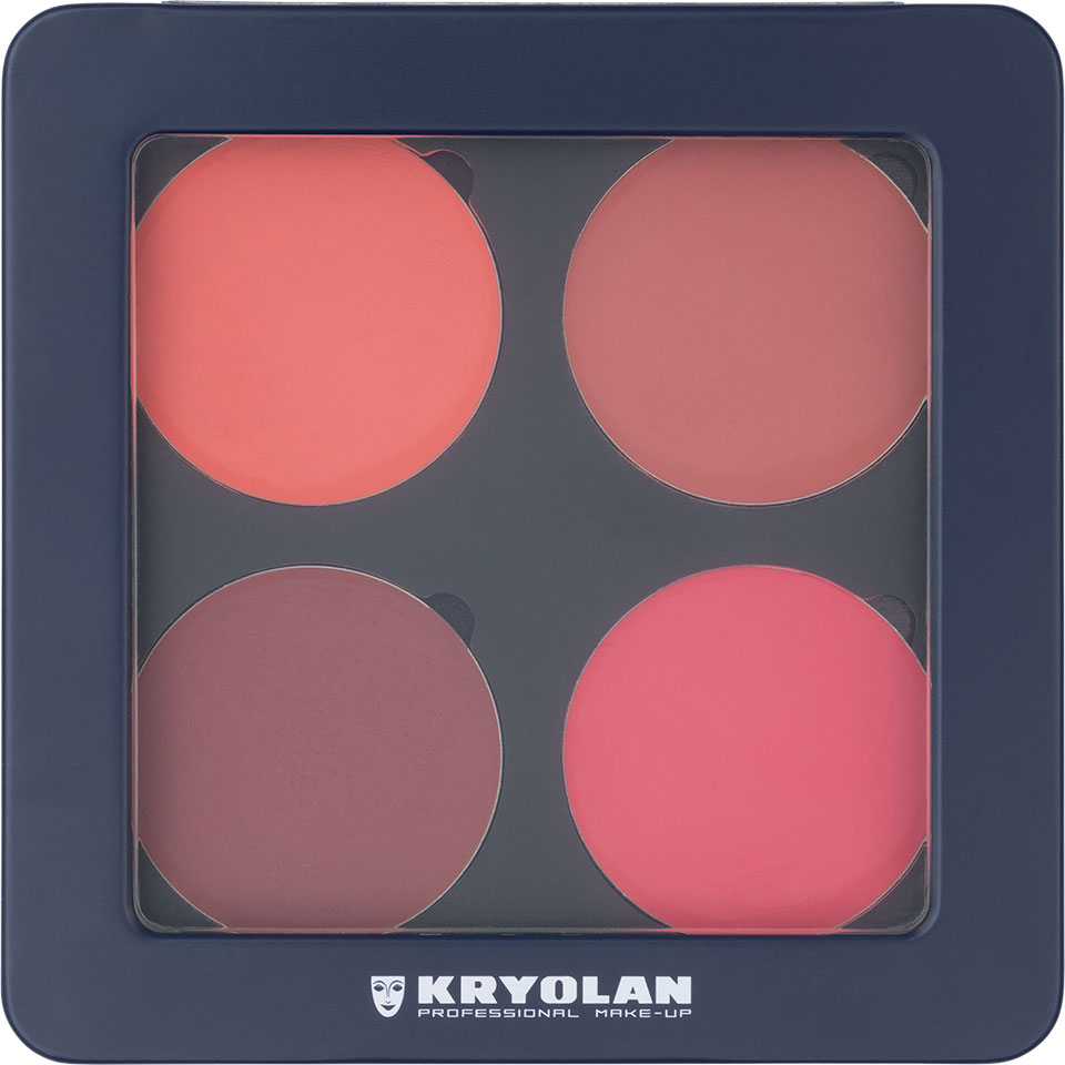 Geschlossene Kryolan Cream Blush Palette Blush 2 mit durchsichtigem Deckel und vier sichtbaren Farben