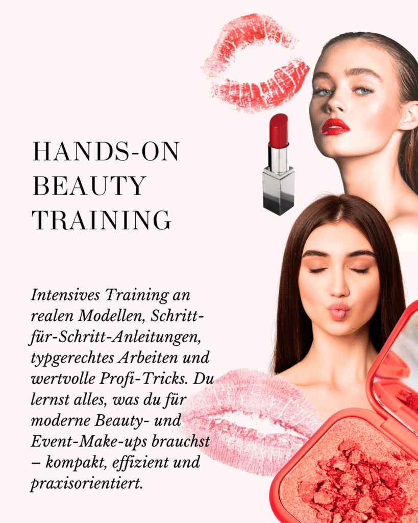 Hands-on Beauty Training by MIA. – praxisorientiertes Make-up Coaching in der Schweiz mit intensivem Training an realen Modellen, typgerechten Techniken und Profi-Tipps für moderne Beauty- und Event-Looks.