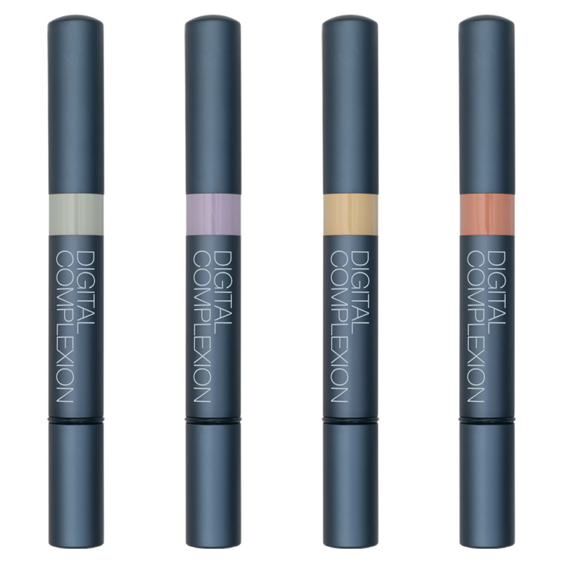 Digital Complexion Neutralizer Sticks in Grün, Lila, Gelb und Lachs zur professionellen Farbkorrektur