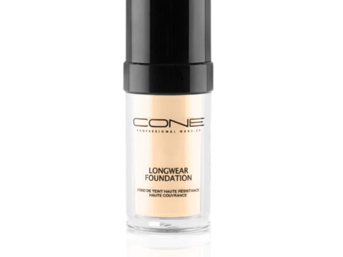 Flüssige Longwear Foundation von CONE in mittlerer warm-neutraler Farbnuance mit Pumpspender