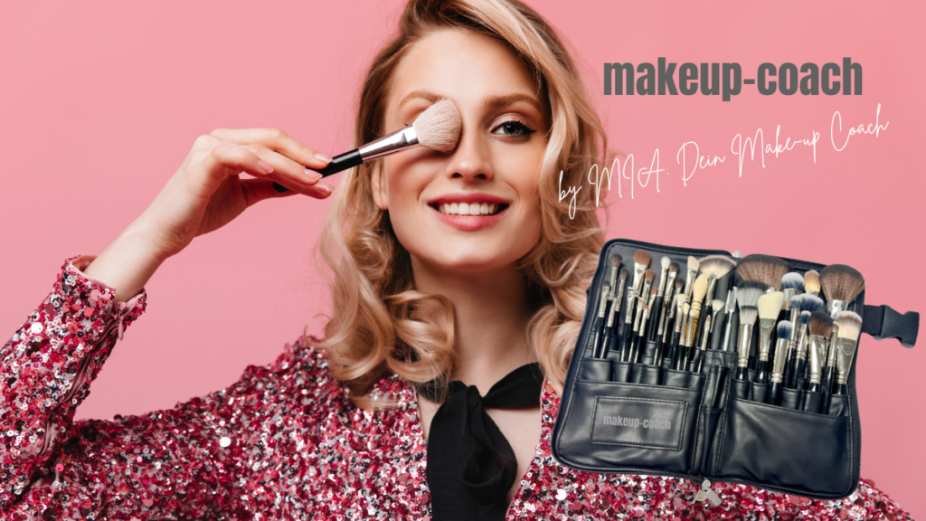 Frau trägt Make-up mit Pinsel – makeup-coach Pinselset im Etui